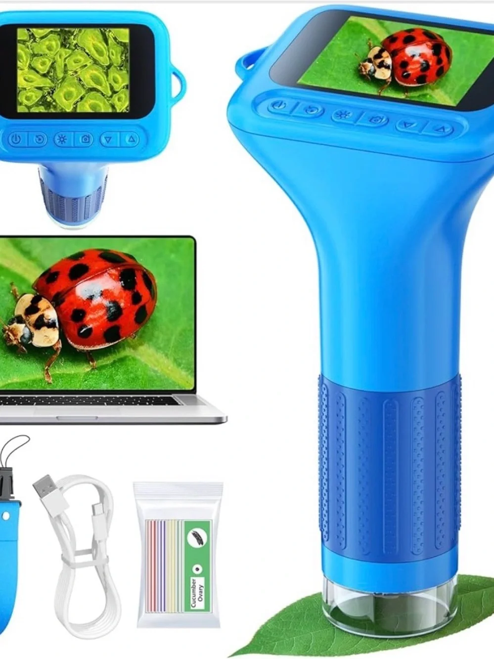 Blue Digital Handheld 1000X Magnification Microscope Camera